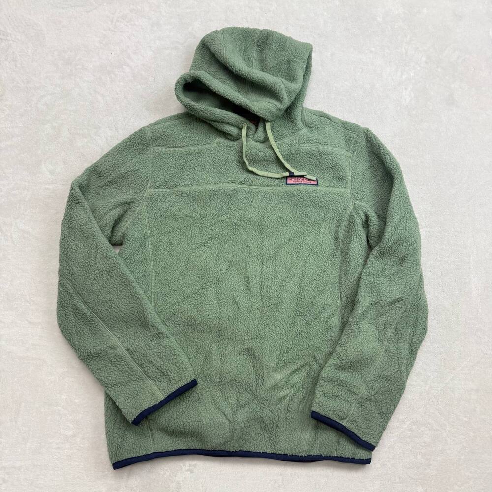Vineyard Vines Women's Pullover Hoodie Green Size XS Sherpa Fleece Warm Soft